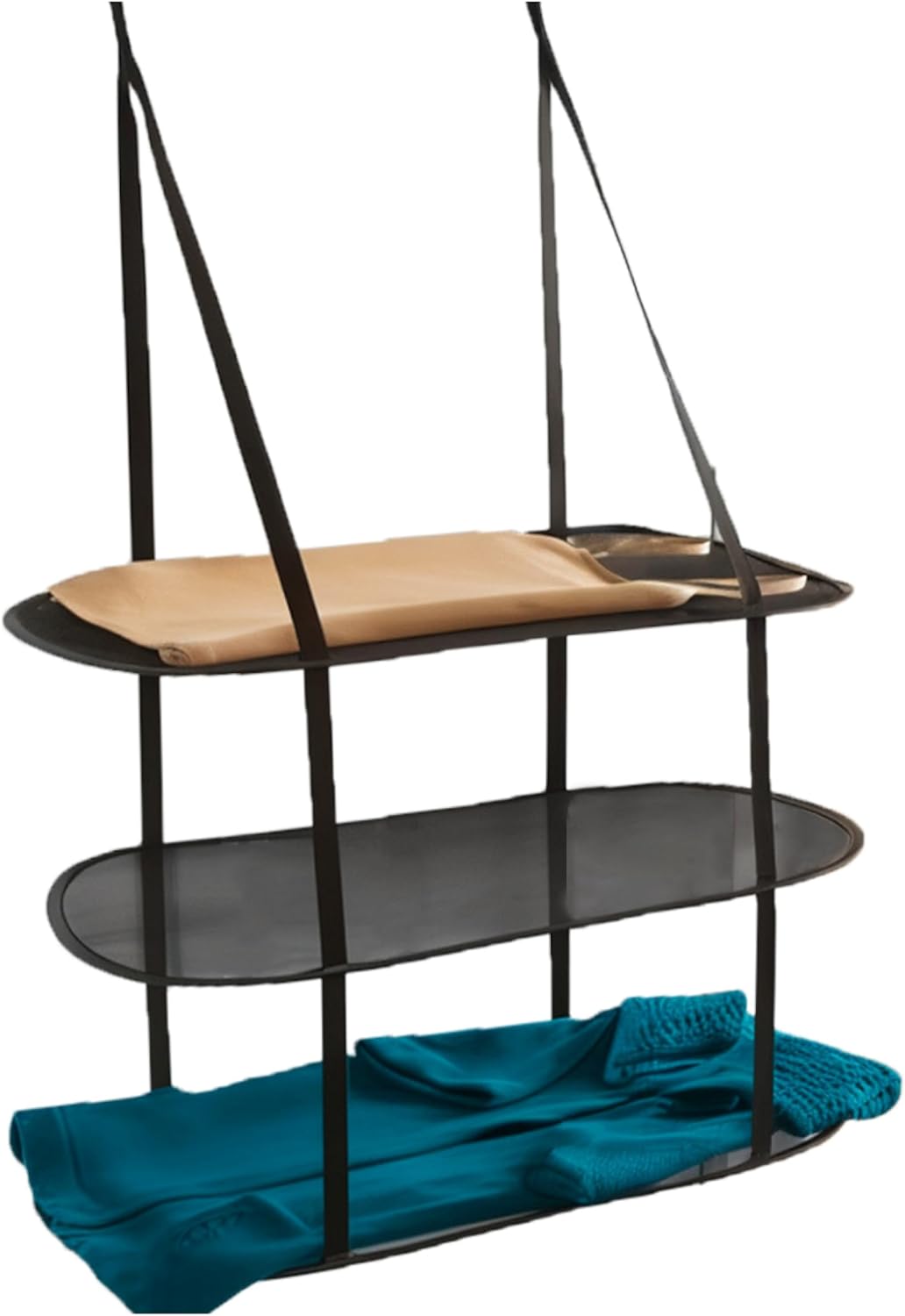 Greenco black 3-tier over-the-door folding mesh drying rack