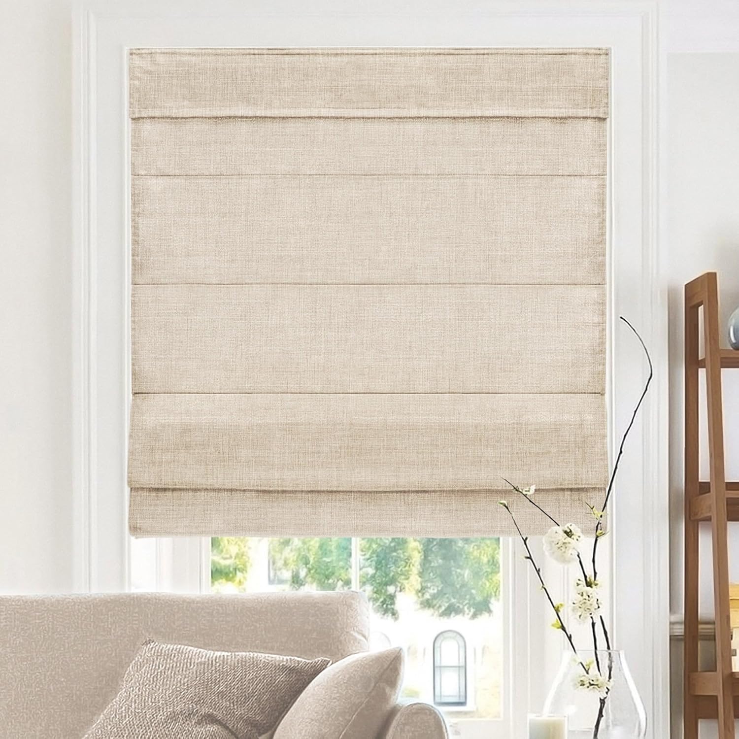 CHICOLOGY Cordless Belgian Flax Roman Shade