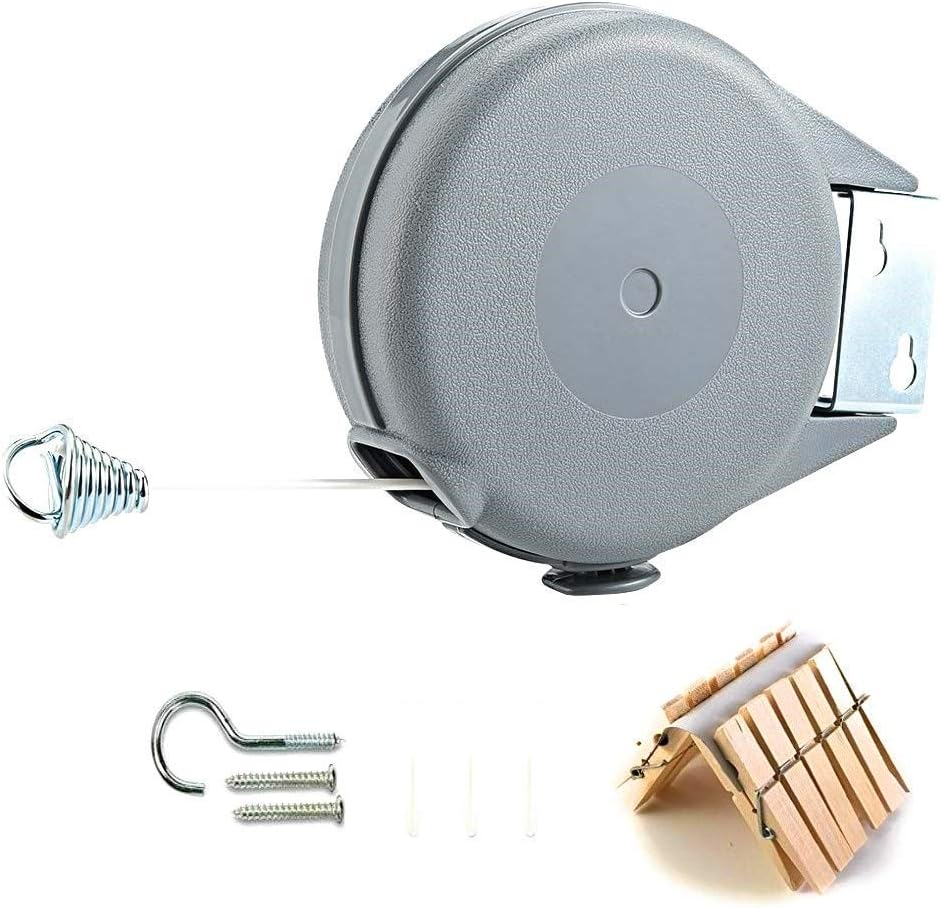 Budget 40 foot retractable wall-mounted clothesline with clothespins