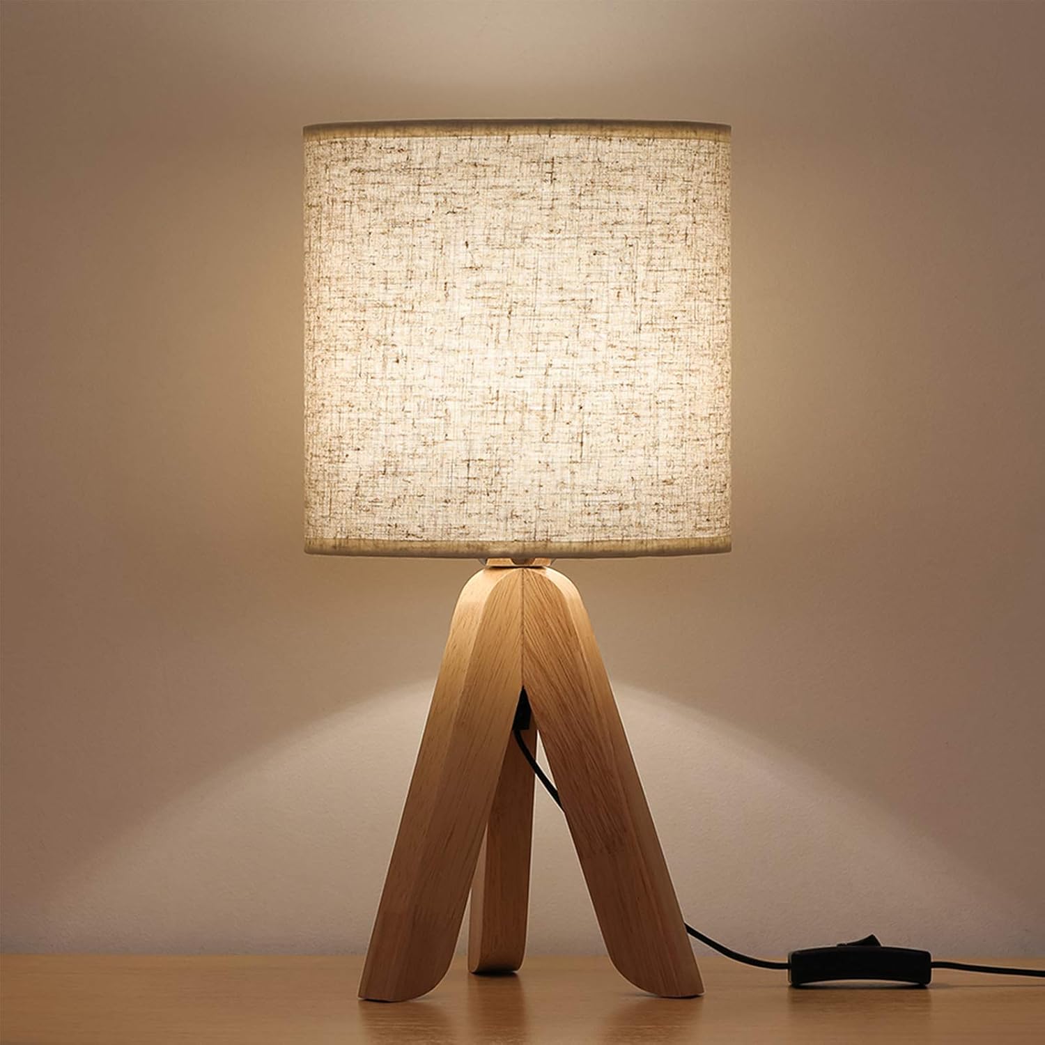 HAITRAL Wood Tripod Table Lamp