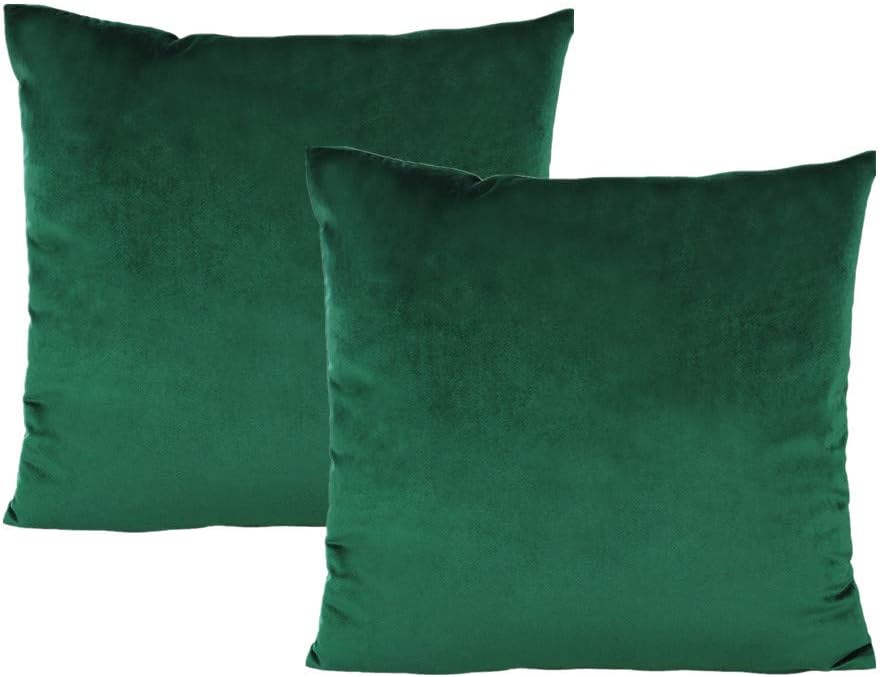VAKADO emerald green velvet throw pillow covers, set of 2