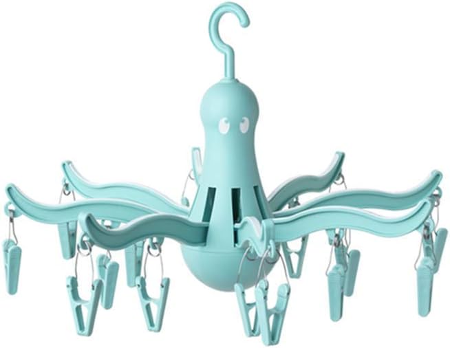 PRESSA turquoise octopus hanging dryer with 16 clips for socks