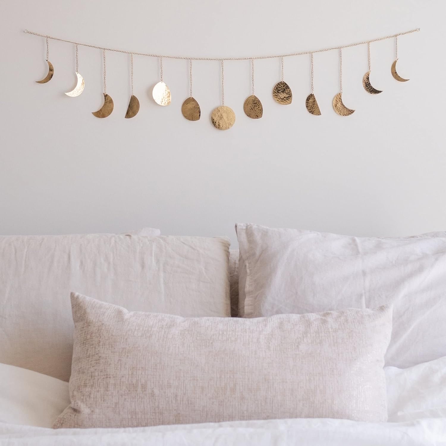 BASE ROOTS hammered gold metal moon phase wall decor