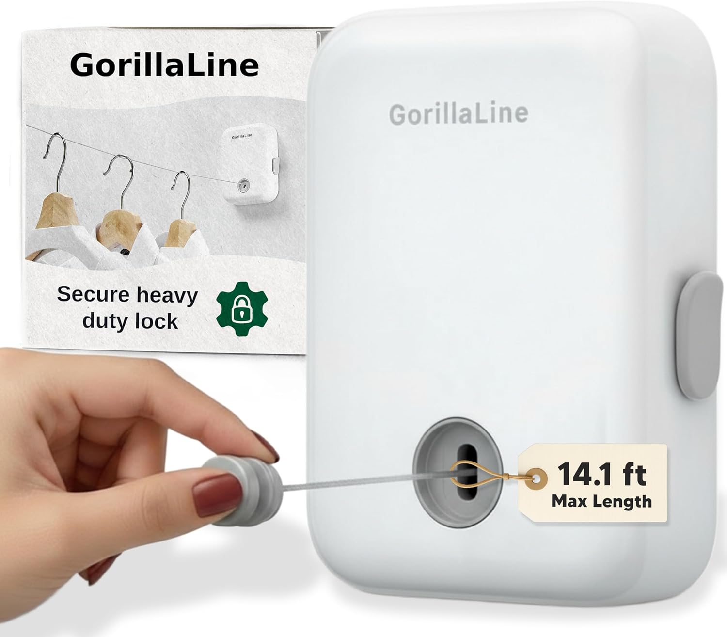 GorillaLine stainless steel retractable wall-mounted clothesline