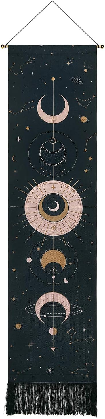 Jufay black moon phase wall hanging tapestry