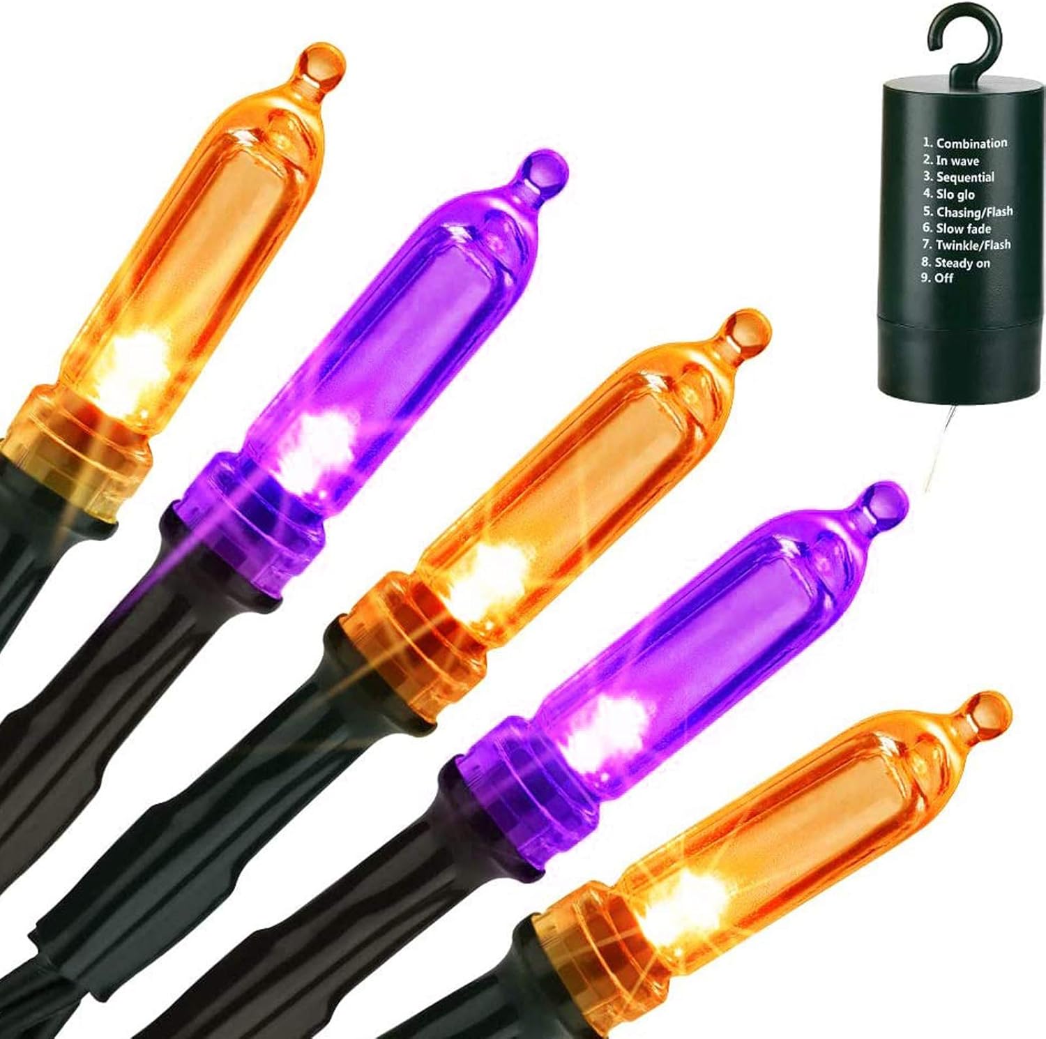 LYHOPE Orange and Purple Halloween String Lights, 33 ft