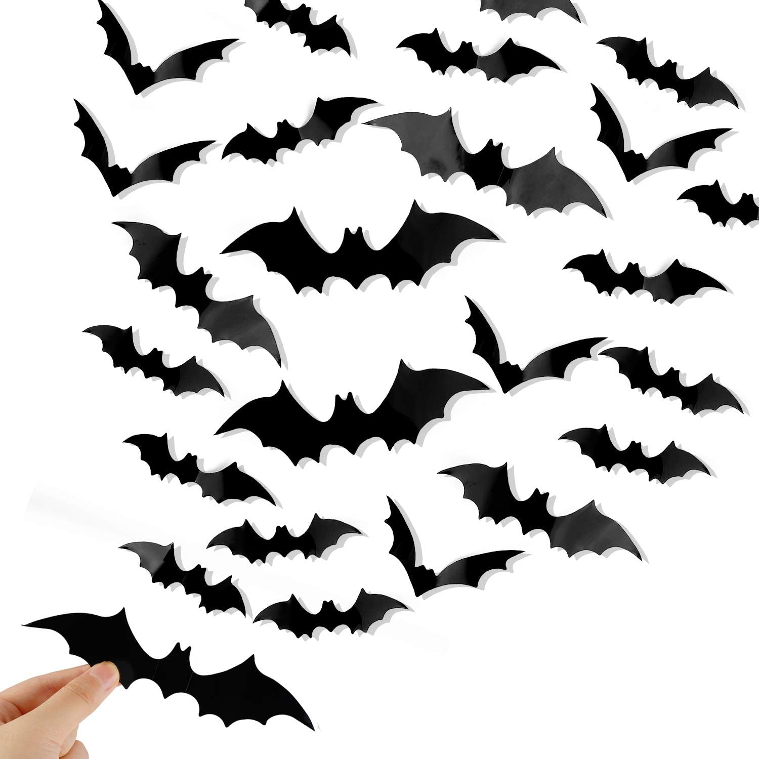 DIYASY 120-Piece 3D Black Bats Wall Decor