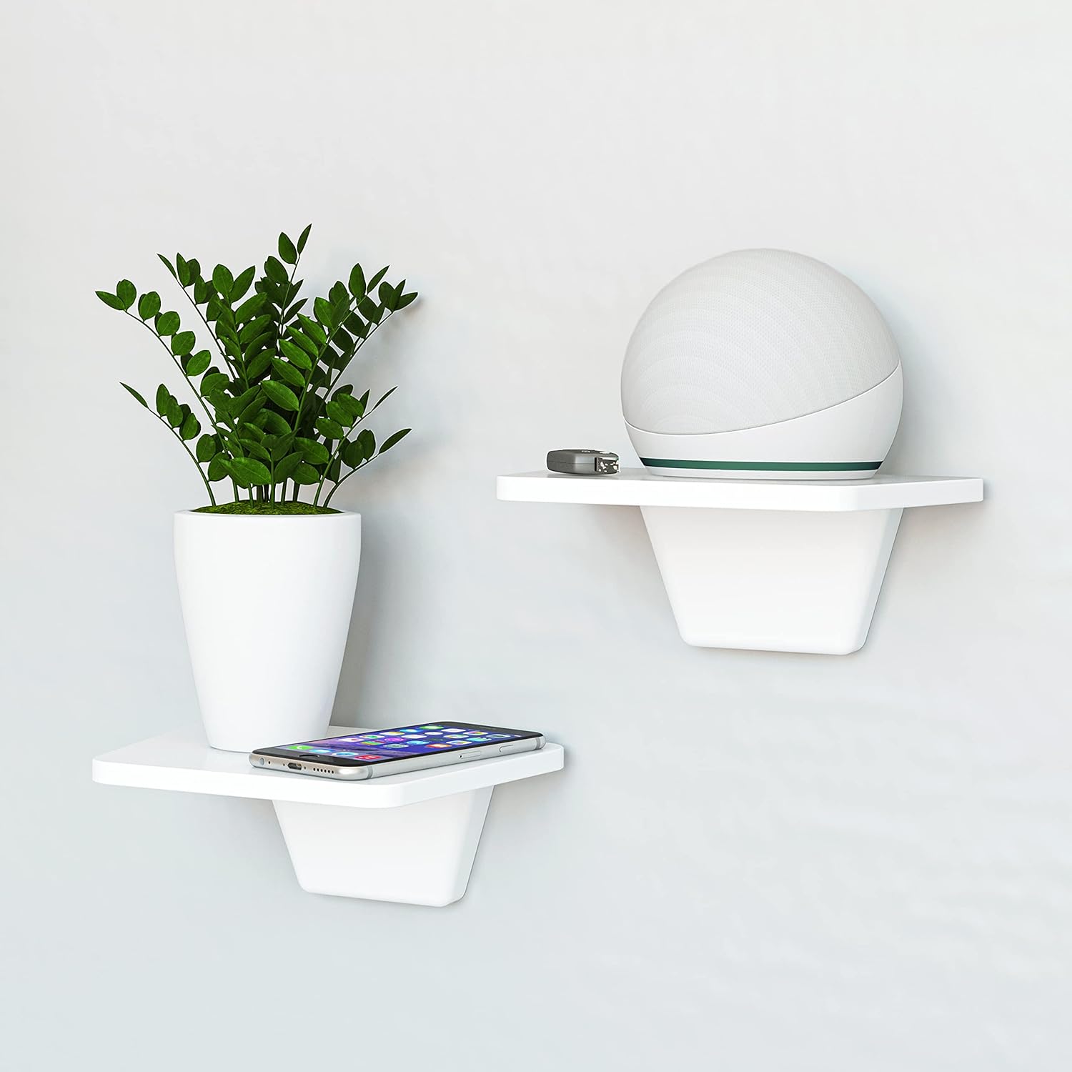 Fytz Design white no-drill floating shelf set of 2
