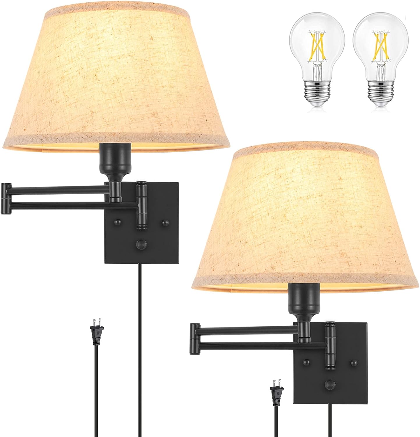 TRLIFE Plug-In Dimmable Swing-Arm Sconces (Set of 2)