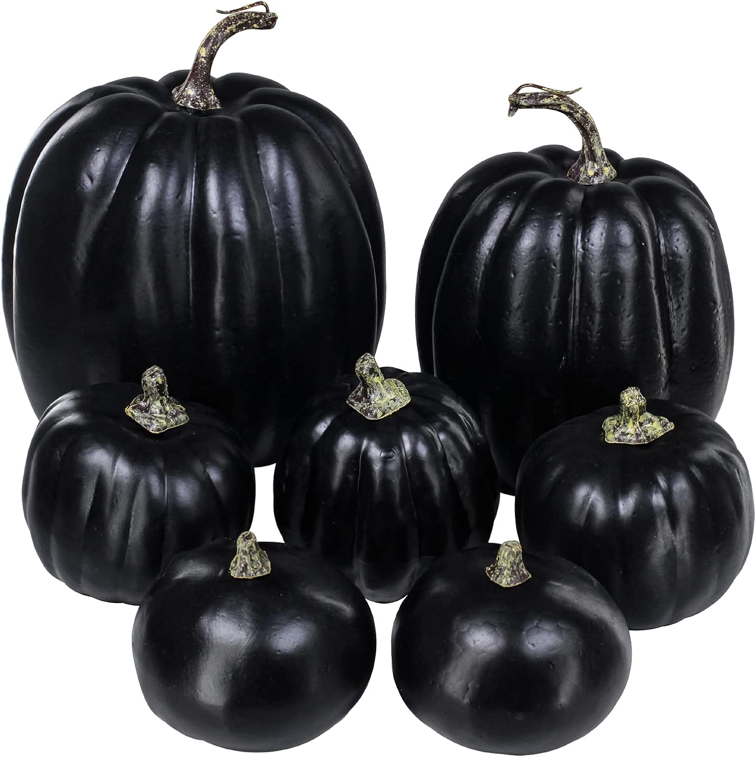 Winlyn Assorted Black Foam Pumpkins, Set of 7