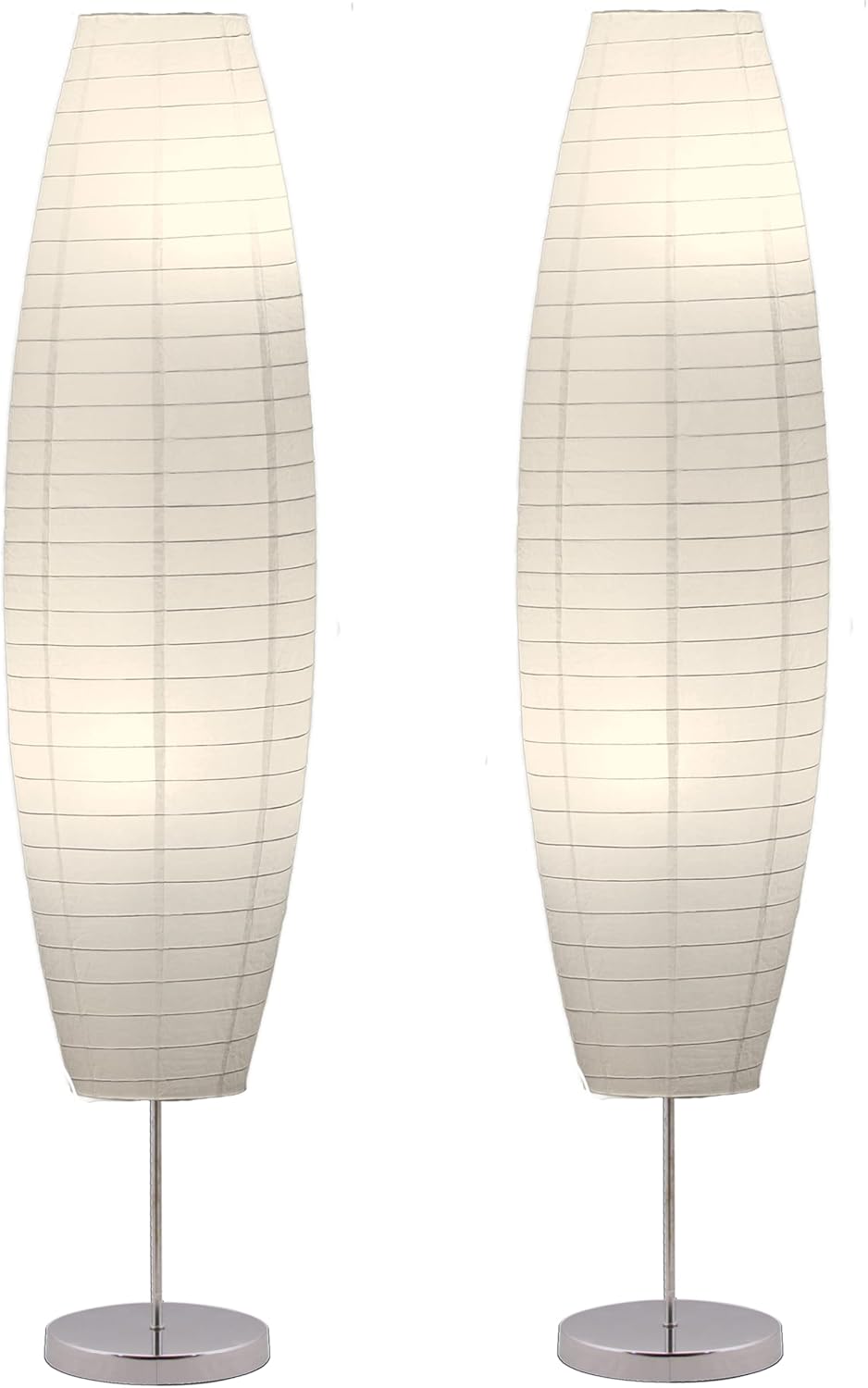 LIGHTACCENTS set of two 59-inch white rice paper floor lamps