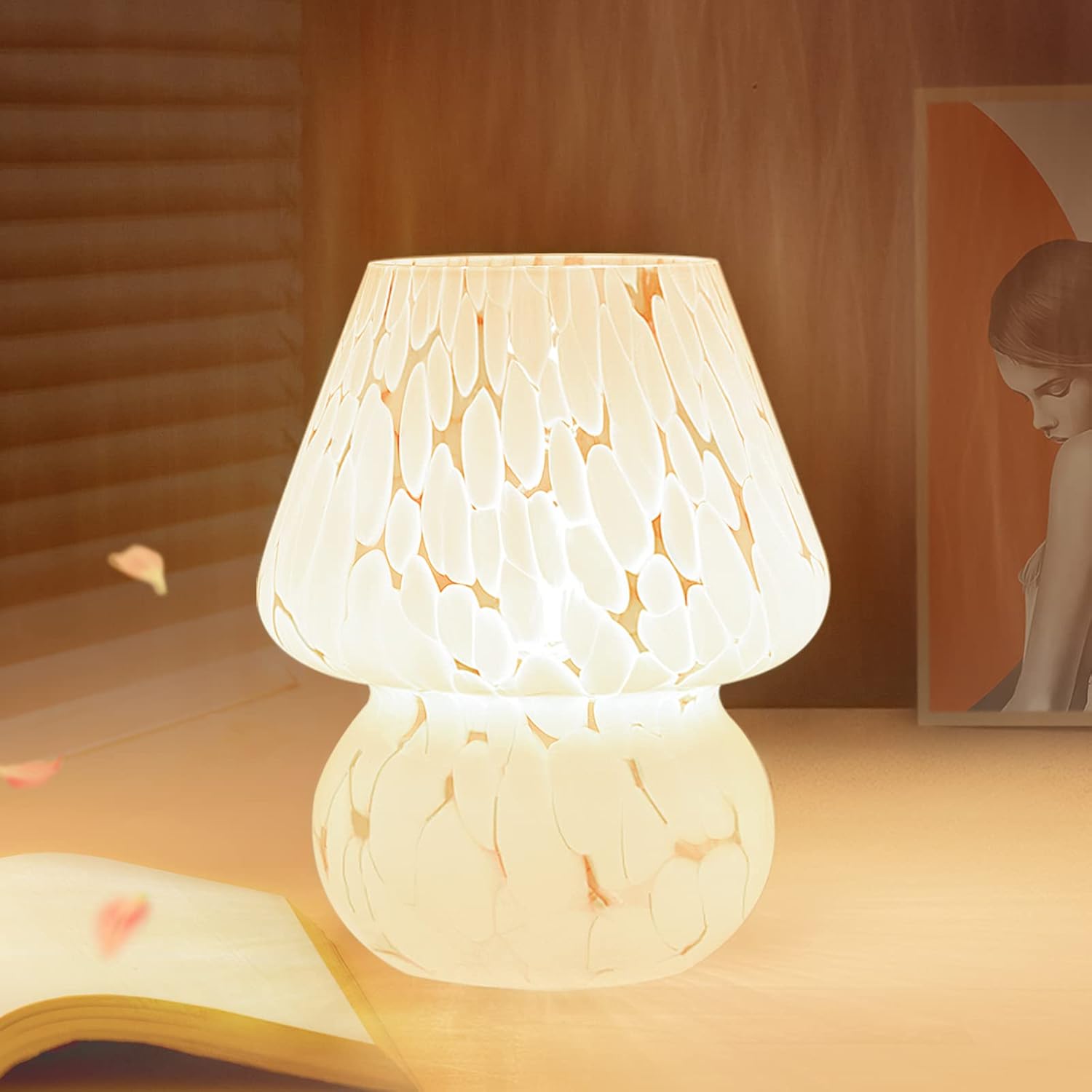 ONEWISH Dimmable Glass Mushroom Lamp