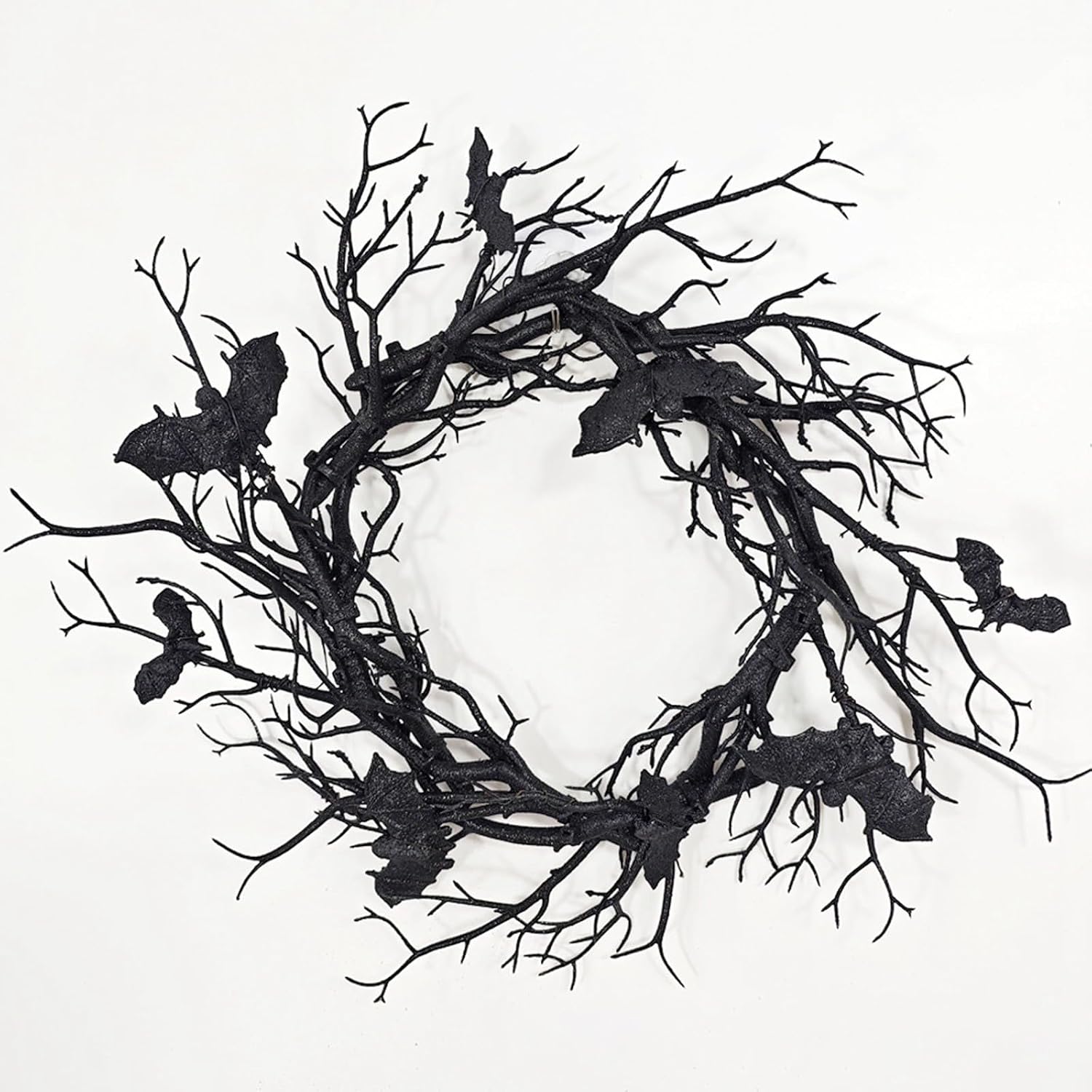 Black Gothic Grapevine Halloween Wreath with crow and black roses