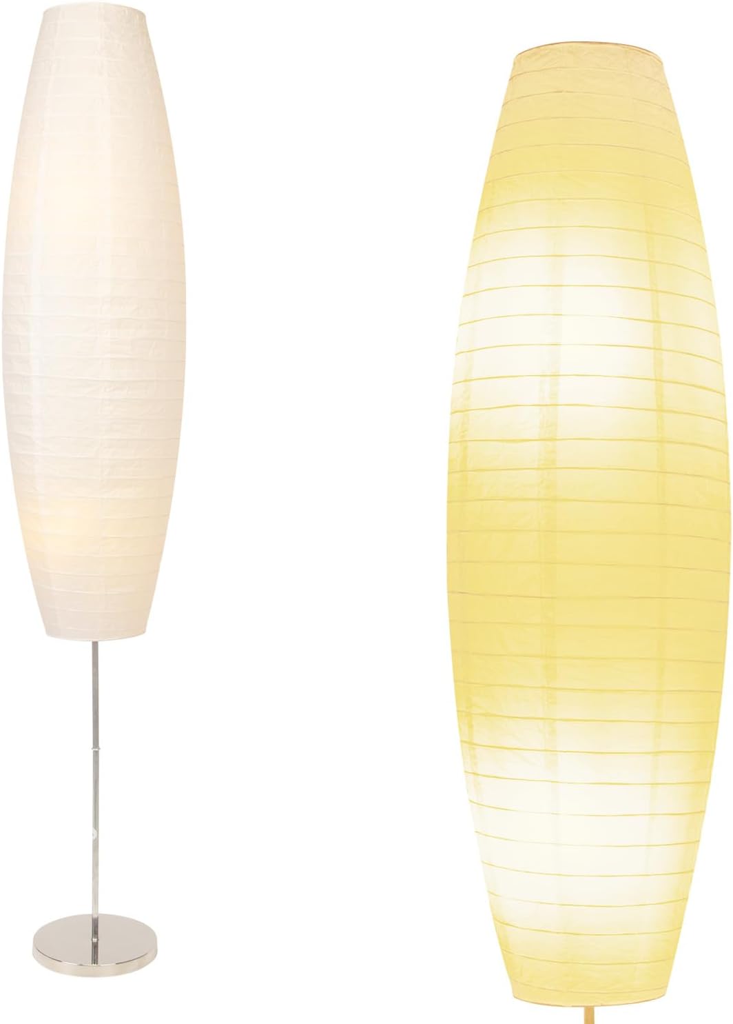 lianheng beige oval rice paper floor lamp, tall slim column