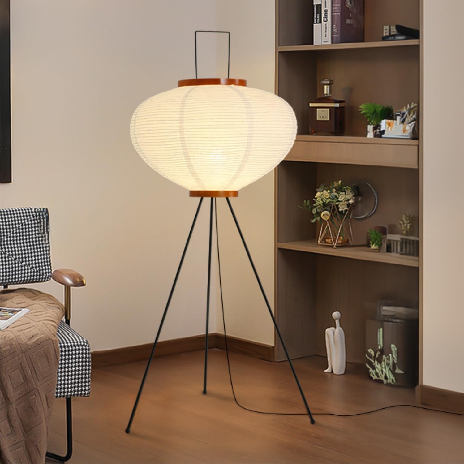 CMHSYTKE stacked snowman-shaped rice paper Noguchi floor lamp, 48 inches