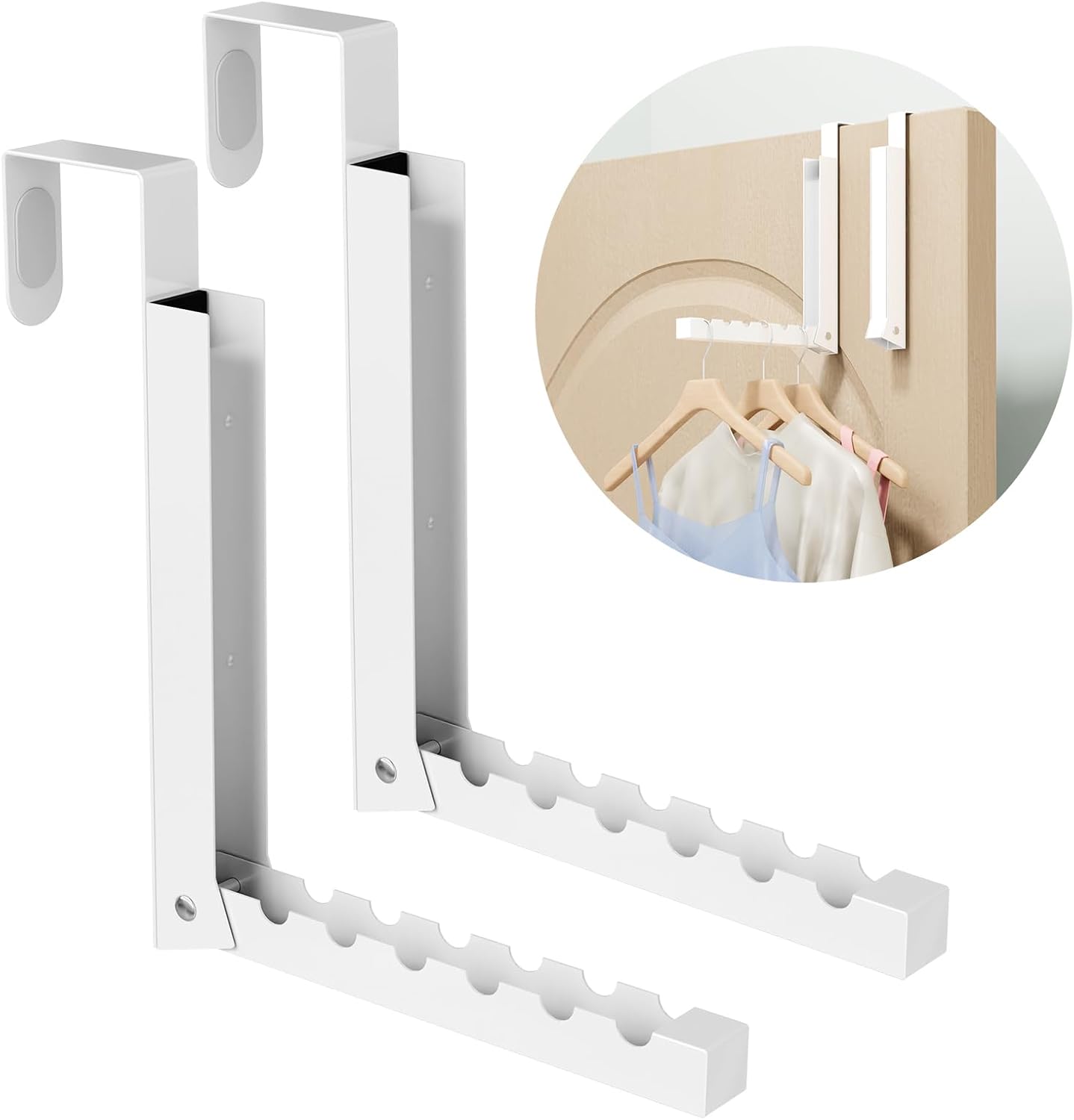 BAKON metal over-the-door folding hanger hooks, two pack