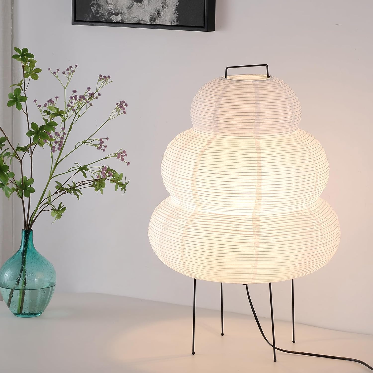 CMHSYTKE cloud-shaped tiered rice paper Noguchi-style floor lamp