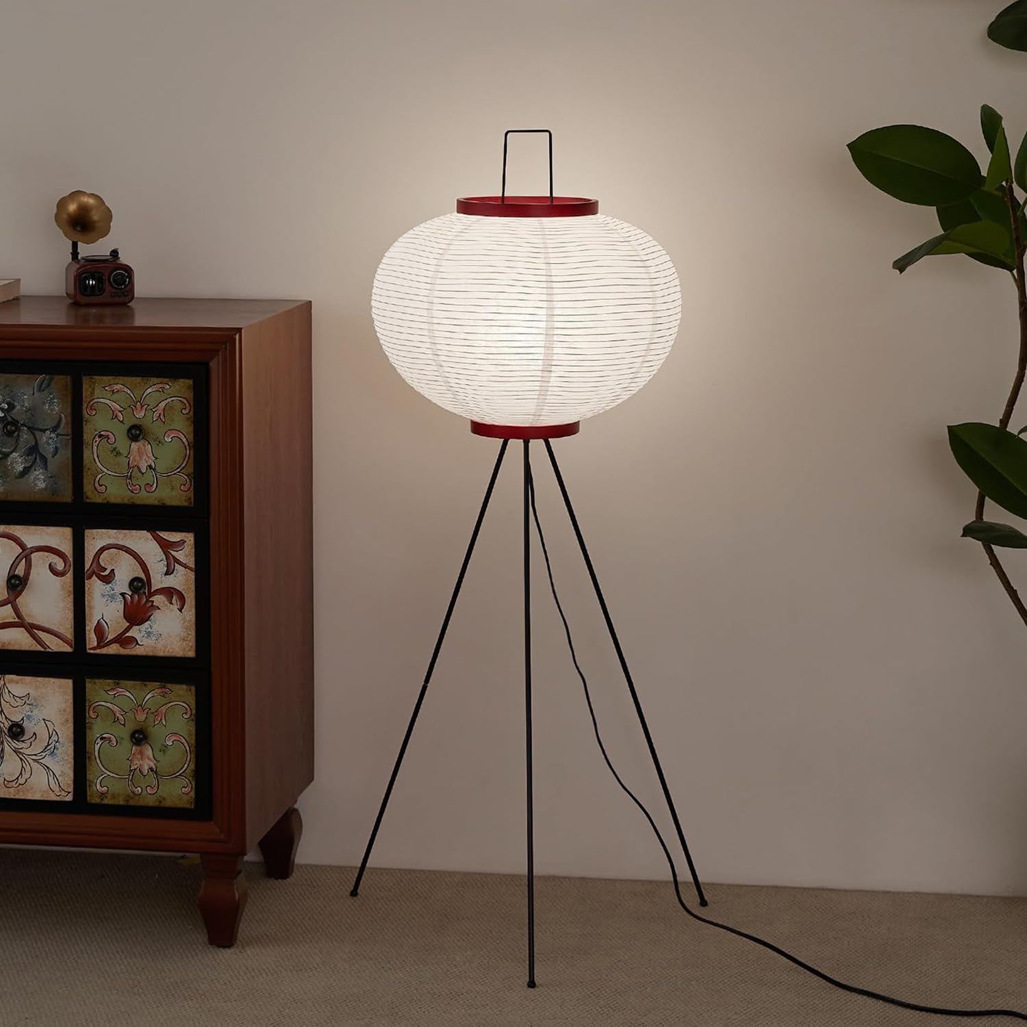 FLIOPIO tall white Akari-style rice paper column floor lamp
