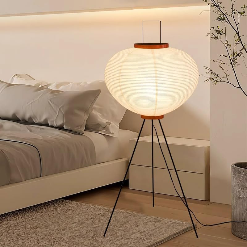 Kariosid Akari-style ribbed white rice paper floor lamp