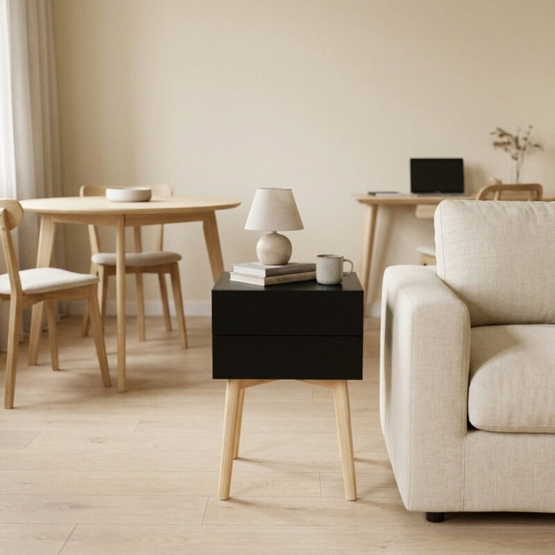 Side Table, styled in a small apartment