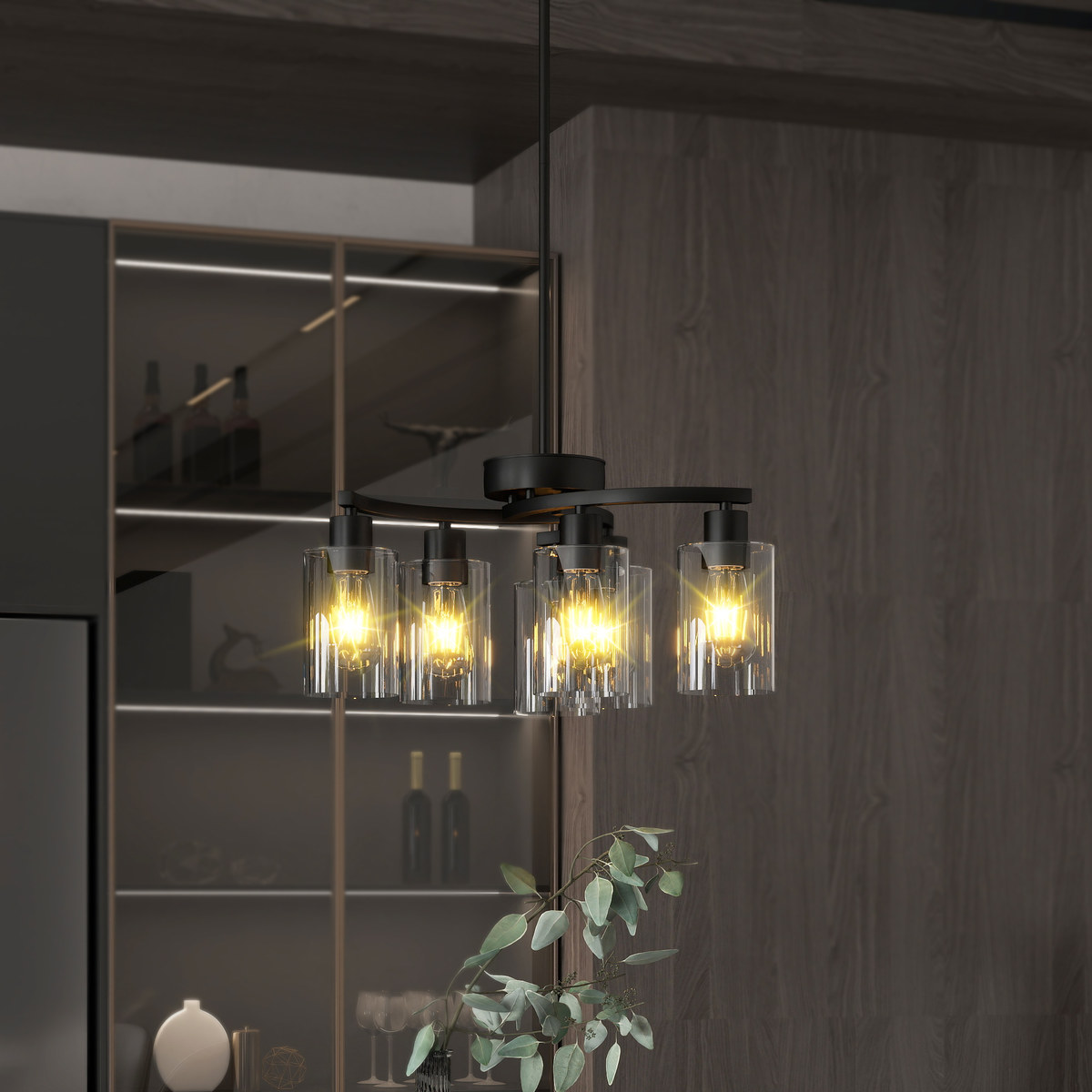 6-Light Modern Farmhouse Black Chandelier, Lighting