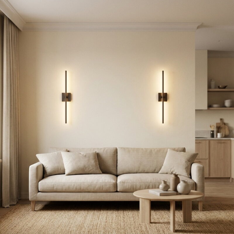 28 2-Pack Modern LED Wall Sconce, styled in a small apartment