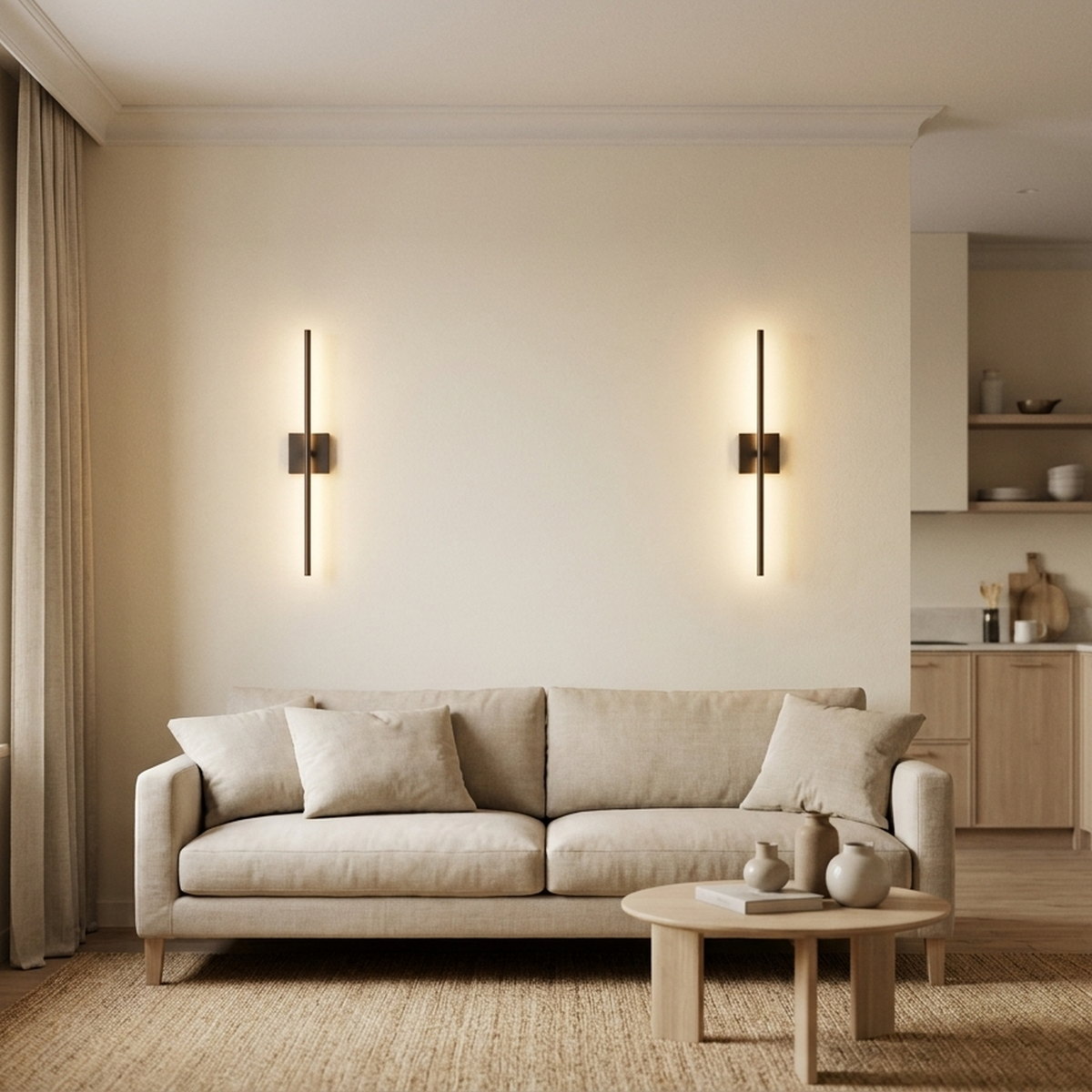 28 2-Pack Modern LED Wall Sconce, styled in a small apartment