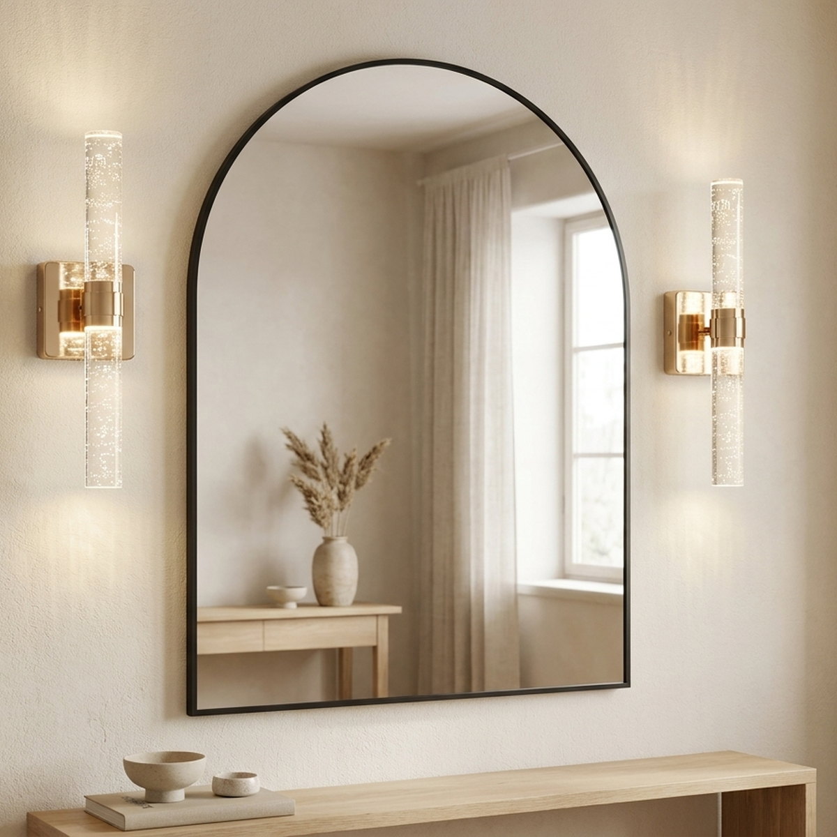 17" H Contemporary Crystal Wall Light, styled in a small apartment