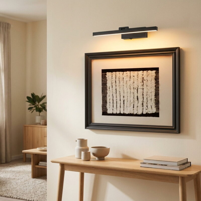 16" Black Bathroom Light Fixtures Over Mirror Modern Dimmable, styled in a small apartment