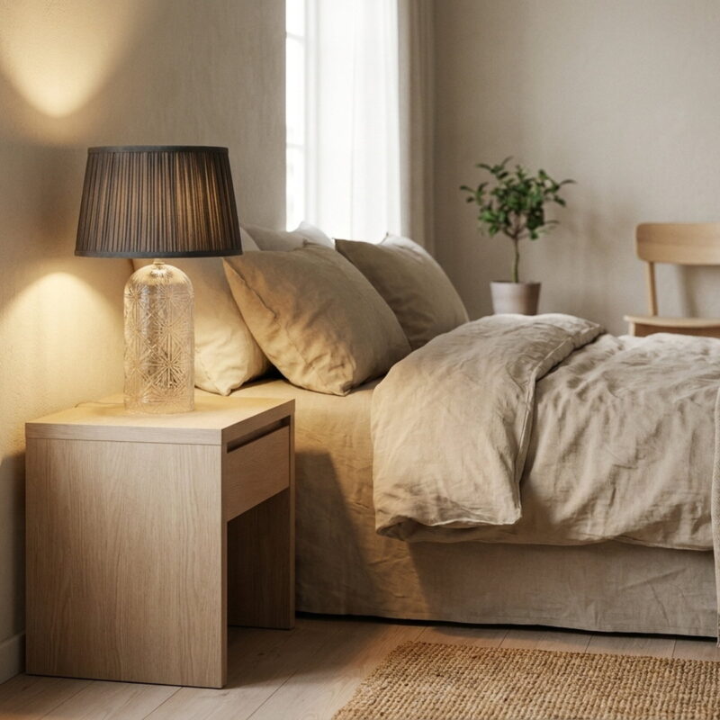 Hotel European Modern Bed Side Nightstand Led Table Desk Lamp, styled in a small apartment