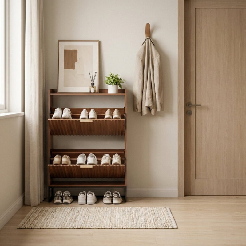 Minimalist Design Shoe Storage Cabinet With Space-Saving And, styled in a small apartment