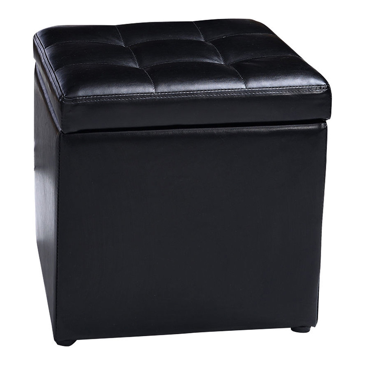 Foldable Cube Ottoman Pouffe Storage Seat-Black, Living Furniture