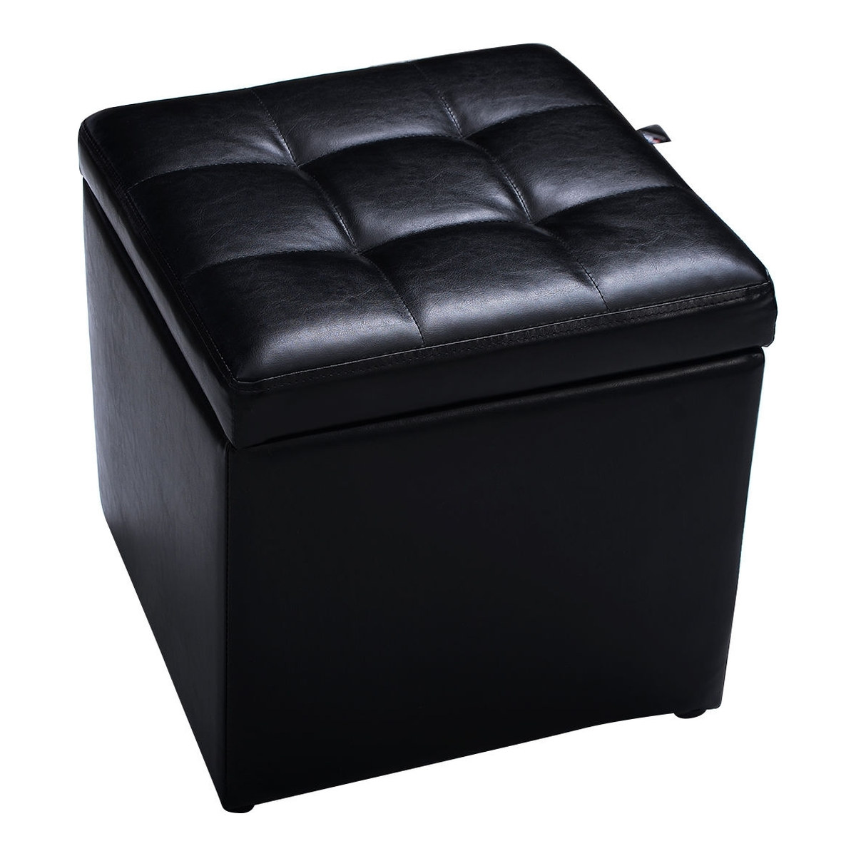 Foldable Cube Ottoman Pouffe Storage Seat-Black, Living Furniture