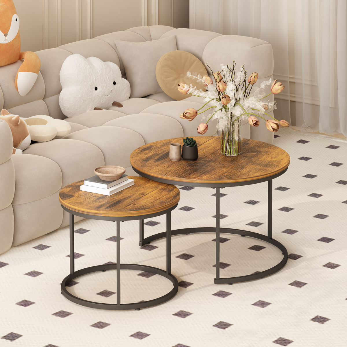 Nesting Coffee Table Set of 2, Living Furniture