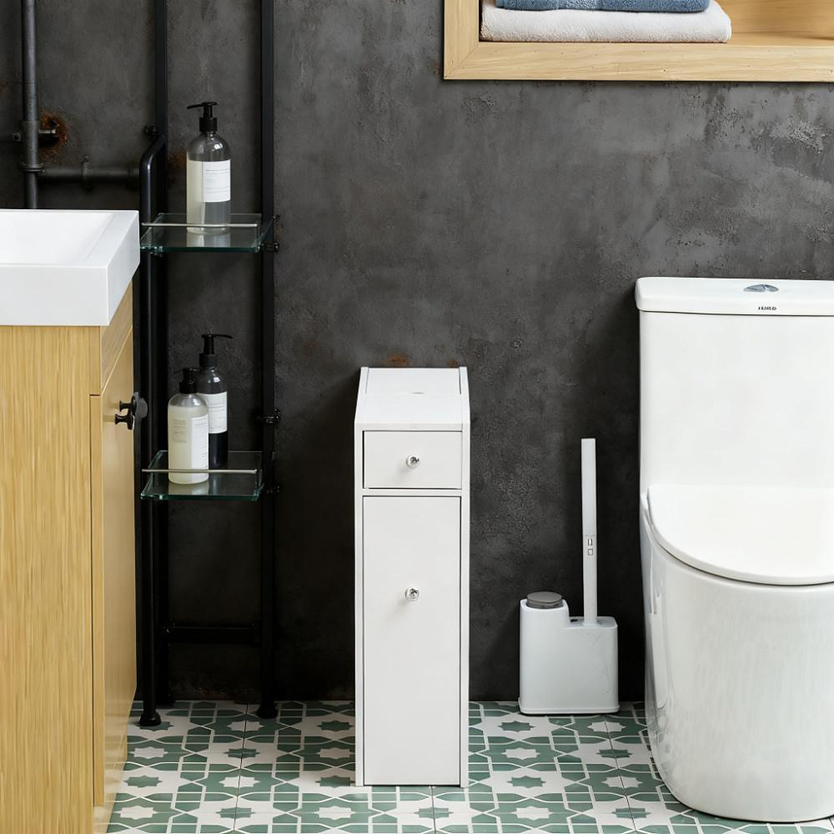 Free Standing Space Saving Narrow Storage Cabinet, Storage & Organization