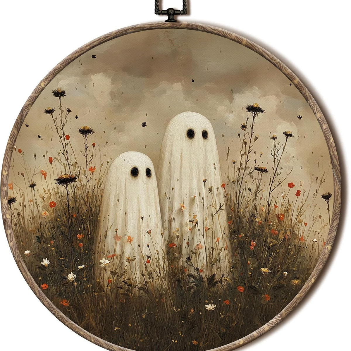 Vintage Halloween Ghost Round Wall Art, Wall Decor