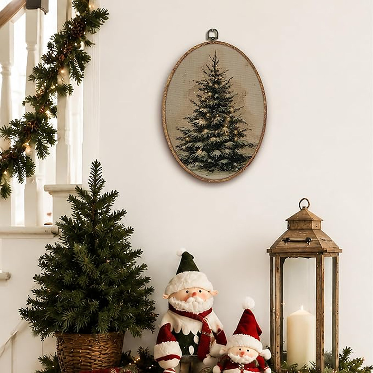 Vintage Christmas Tree Framed Wall Art, Wall Decor