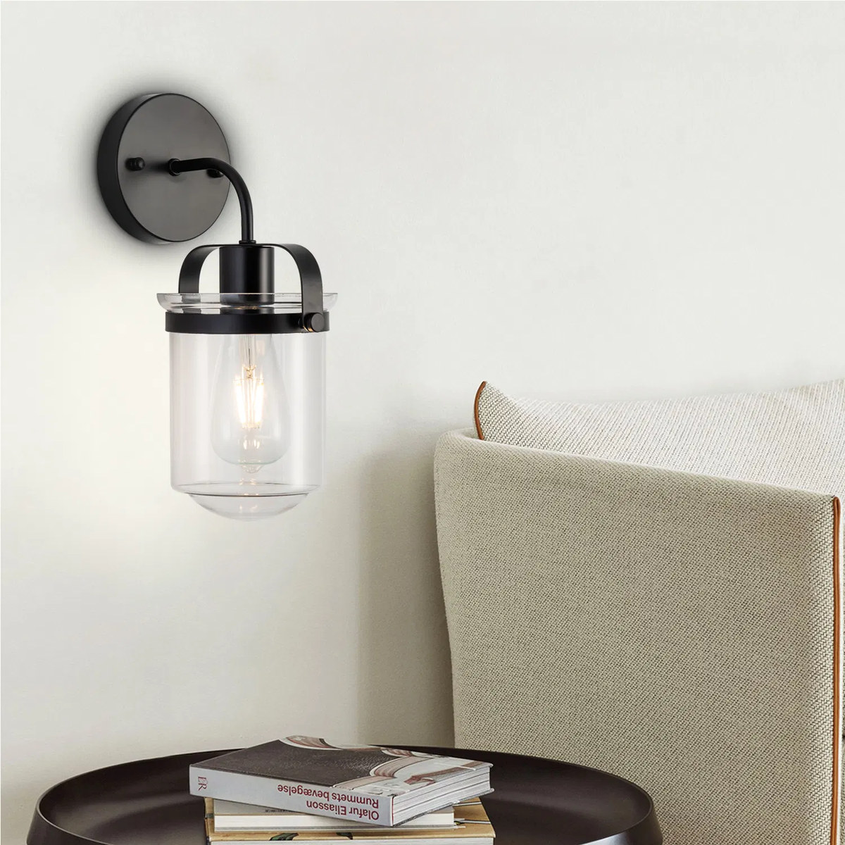 1-Light Wall Lamp with Clear Glass Shade, Lighting