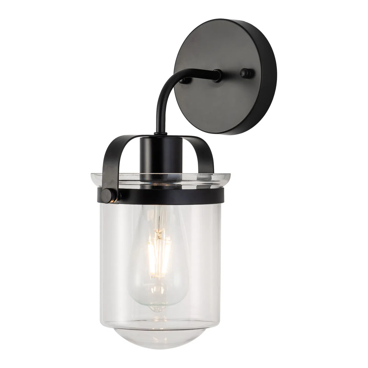 1-Light Wall Lamp with Clear Glass Shade, Lighting