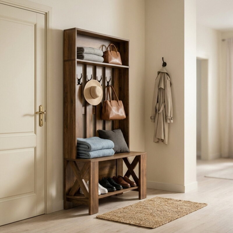 Rustic Coat Racks with Space-Saving and Non-Slip, styled in a small apartment