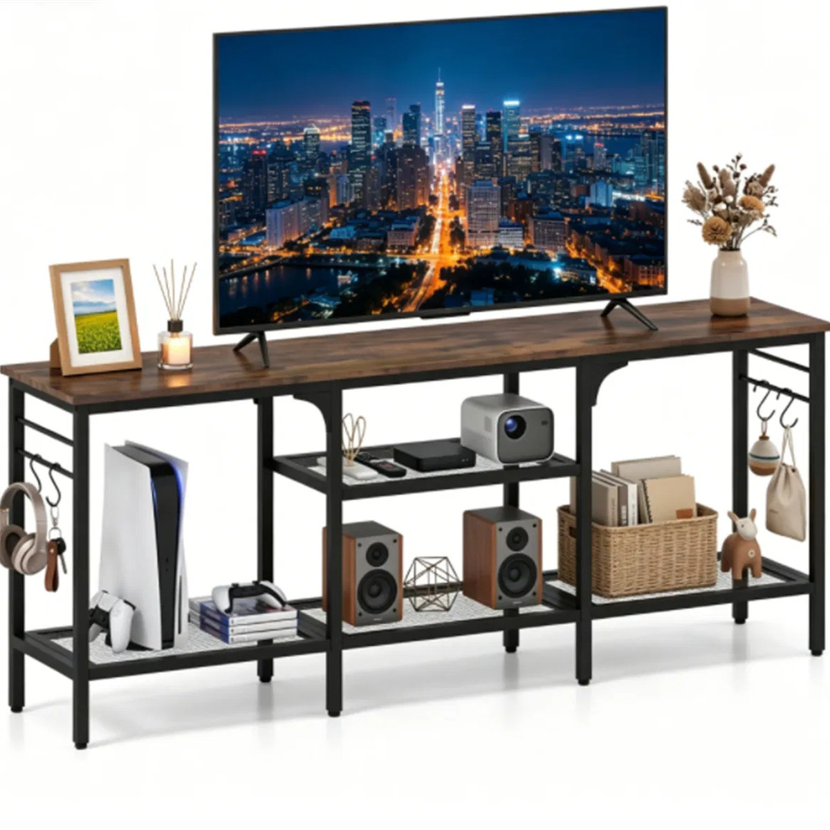 Industrial 3-Tier TV Stand for 65" TV, Living Furniture