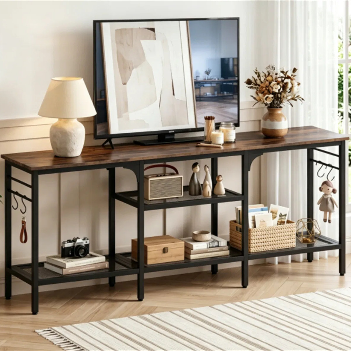 Industrial 3-Tier TV Stand for 65" TV, Living Furniture