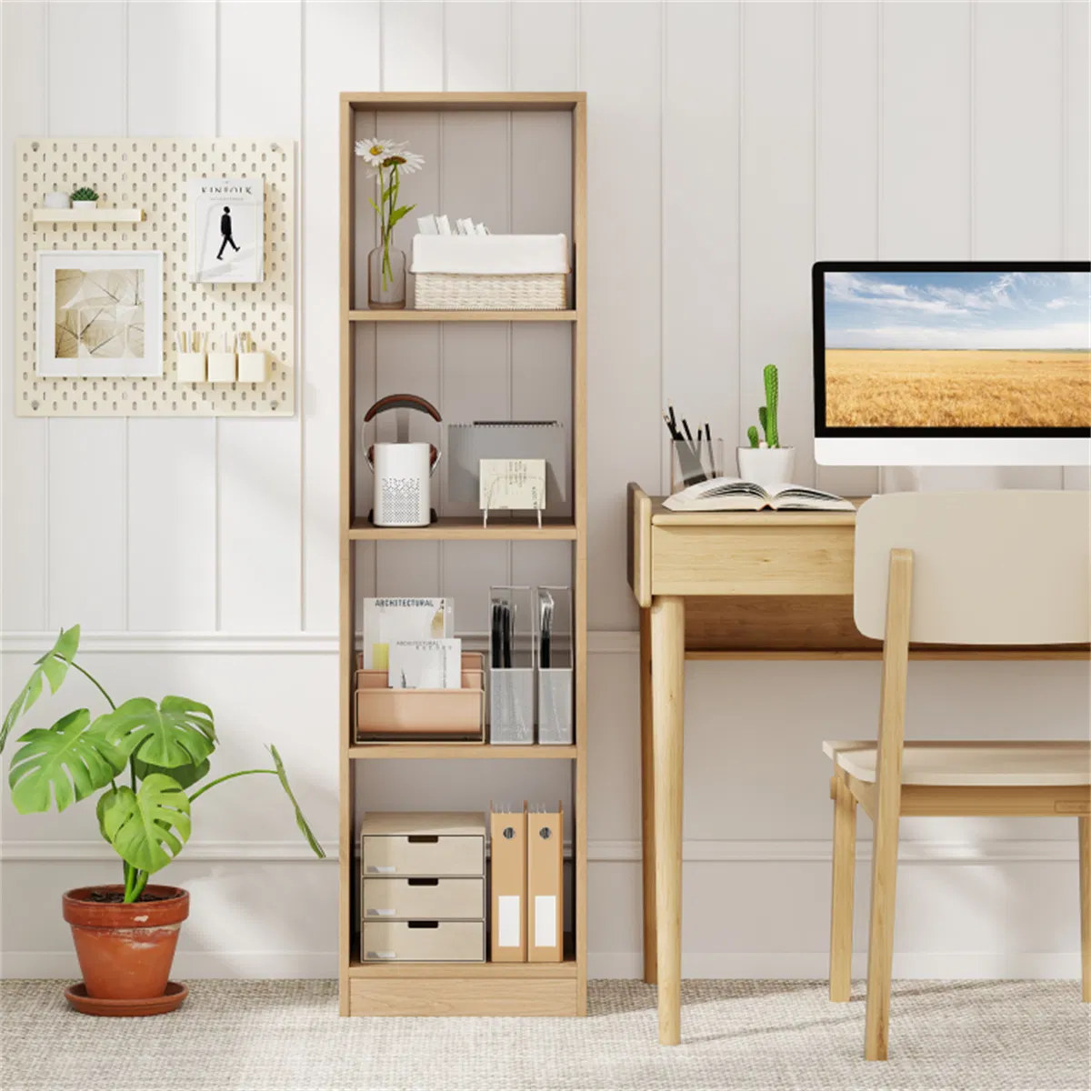 Space-Saving Narrow 5-Tier Bookcase, Shelving
